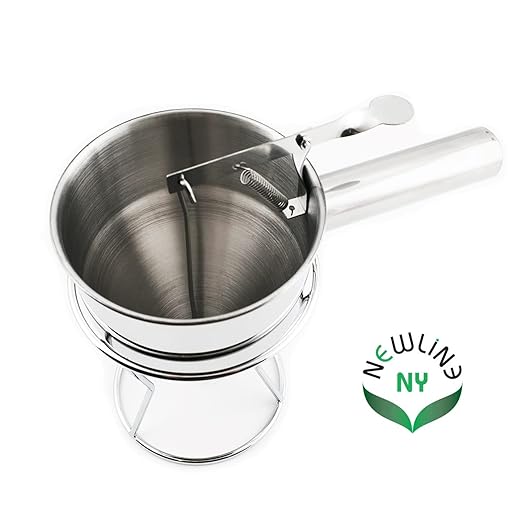 NEWLINE NY Stainless Steel Baking Funnel Dispenser with Stand for Takoyaki Pancake Batter Cupcake Pastries Desserts