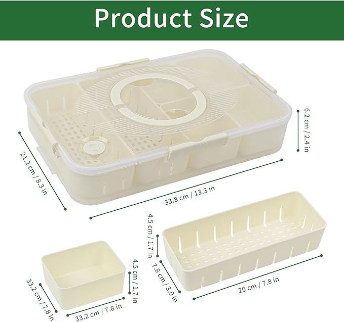 Snackle Box Container, Dishwasher and Microwave Safety Divided Serving Tray with Lid and Handle, Portable Snack Platters Clear Organizer for Fruits, Snacks, Candy(6 Compartments)