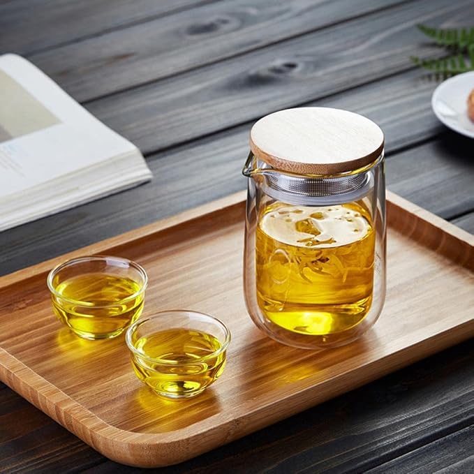Sizikato Clear Glass Teapot, Double Wall Borosilicate Glass Teapot