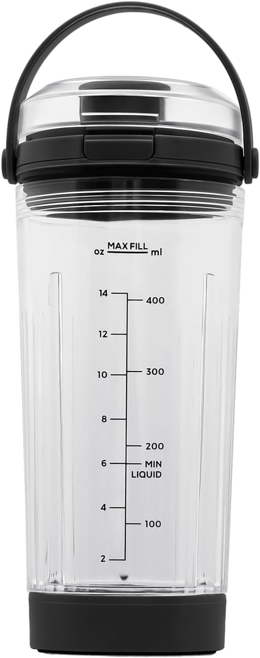 18 oz Vessel Replacement Compatible with Ninja Blast Portable Blender, Replacement 18oz Cup with Sip Lid & Bottom Cap for Ninja Portable Blenders BC151BK BC151NV BC151WH BC151CR BC151EM,PC,Black
