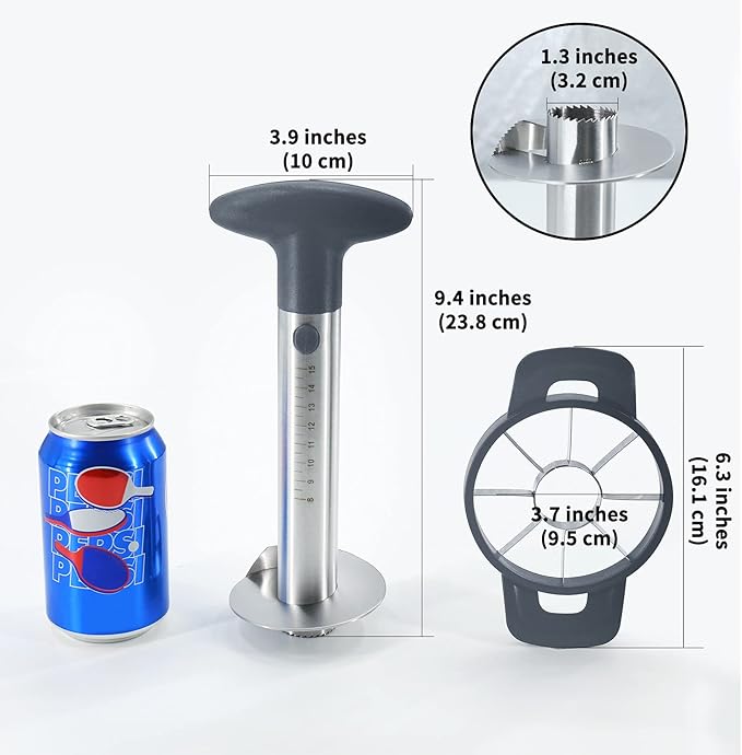 Newness Pineapple Corer and Slicer Tool, Robust Pineapple Core Remover with Upgraded Cutter & Reinforced Thicker Blade, Stainless Steel Kitchen Fruit Gadget for Diced Pineapple Rings (Grey)