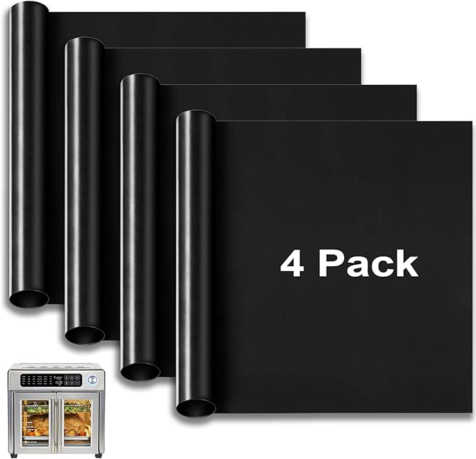 Oven Liners for Bottom of Oven,12"x12" Reusable Non-Stick Heat Resistant Toaster Liners Toaster Mat for Ninja Foodi,Cuisinart, Emeril Lagasse Extra Large 26 QT French Door Air Fryer Oven,4 Pack