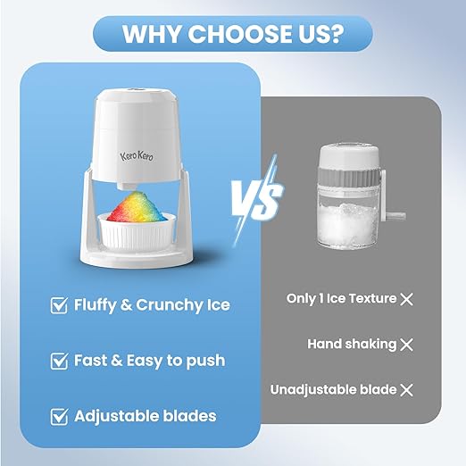 Professional Shaved Ice Machine: RX03 Electric Snow Cone Maker & ICEE Machine for Home, 60W Power, 120V Universal Voltage, Create Fluffy Ice Snow Cones, Slushies and Frozen Treats-White