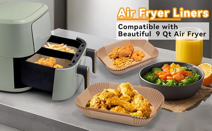 Parchment Paper for Beautiful air fryer 9 Qt, 100pcs Air Fryer Liners