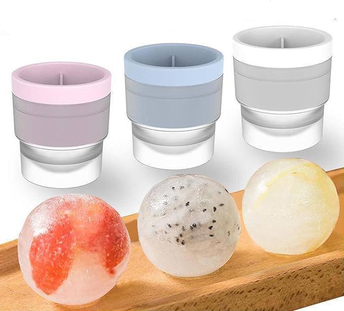 6-Pack Ice Ball Molds - 2.4" Large Spherical Ice Cube Trays for Whiskey & Cocktails, Reusable Silicone Freezer Mold for Cold Drinks, Baby Food, Hockey Puck Ice