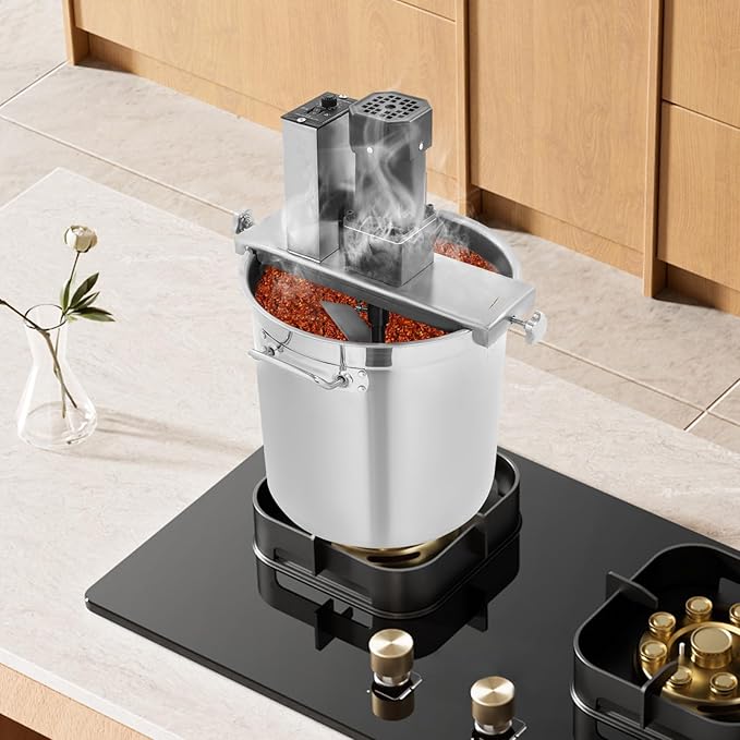 25L Automatic Food Mixer,Commercial Stainless Steel Electric Pot Stirrer Mixer with 4 Blade Stirring Scraper,Adjustable Speed,for Soup Chili Sauce Beverage Jam Porridge Hot Pot Bottom Stirrer