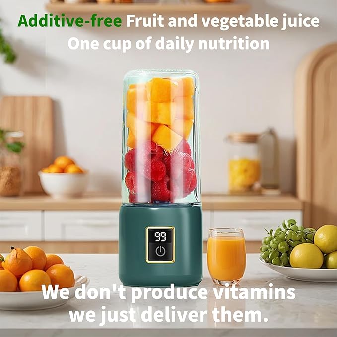 Portable Blender, Mini Blender，small blender for smoothies, 12 Blades Perfect for Blending, Small, Convenient, Multifunctional, with Digital Touch Screen, Suitable for Family Travel (olive green)