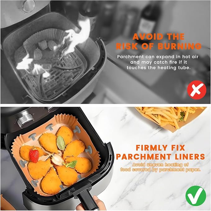 Air Fryer Magnets for Parchment Paper,Lock Disposable Paper Liner Safely,Prevents Burning & Food Covering,Heat-Resistant Air Fryer Liner Magnets,Easy Install with Handles (8pcs)