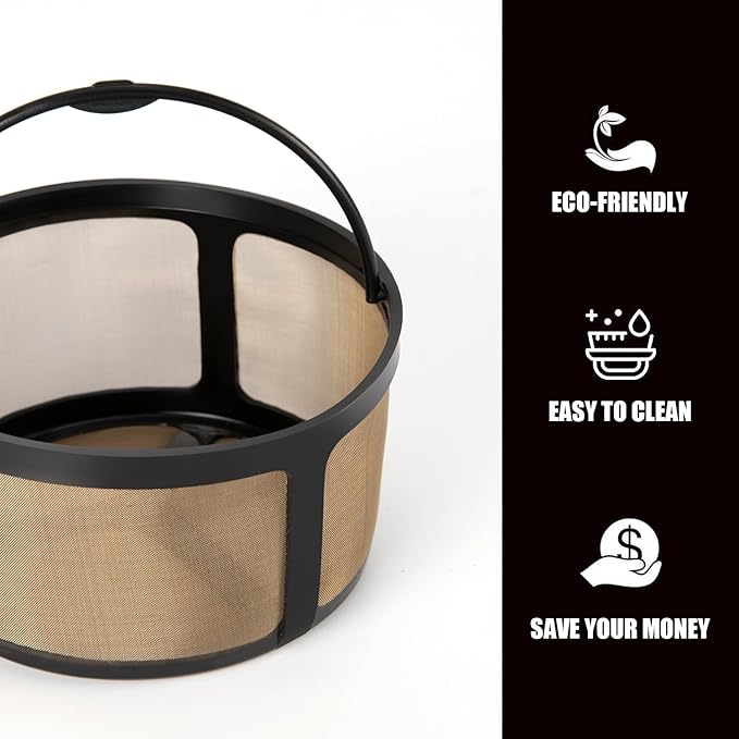 Reusable Coffee Filter for K-Duo Hot & Iced(Gen 2) K-Duo Essentials and Brewers 8-12 Cup Coffee Makers Gold Mesh Coffee Filter Basket