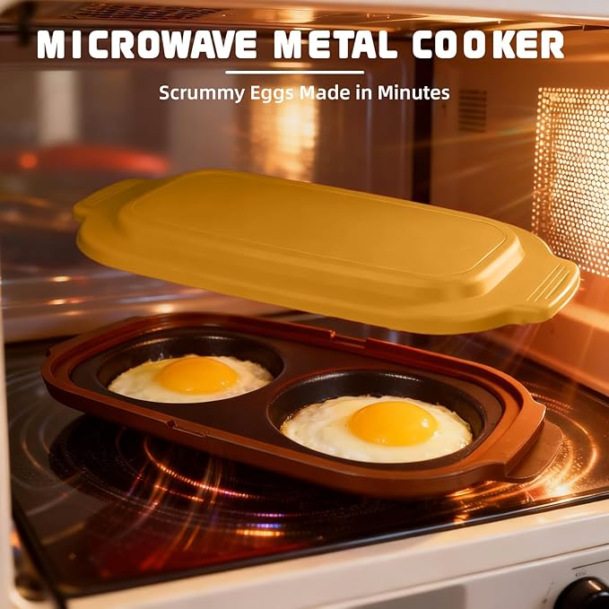 Quick-Heat Microwave Egg Cooker|Poacher|fryer, Multi-use Maker for 2 Eggs for Breakfast Sandwiches, Dishwasher-Safe Portable for Home,Travel,Gifts (Orange)