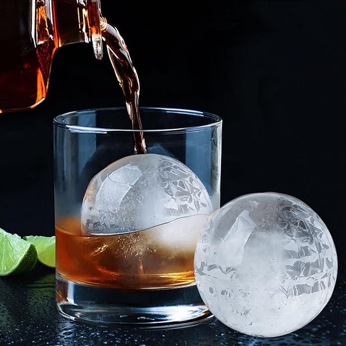 Silicone Diamond Ice Cube & Crystal Ice Ball Mold Set (2-Pack) for Whiskey - 2 Separate Trays for Bourbon and Cocktails, Reusable & Leak-Proof