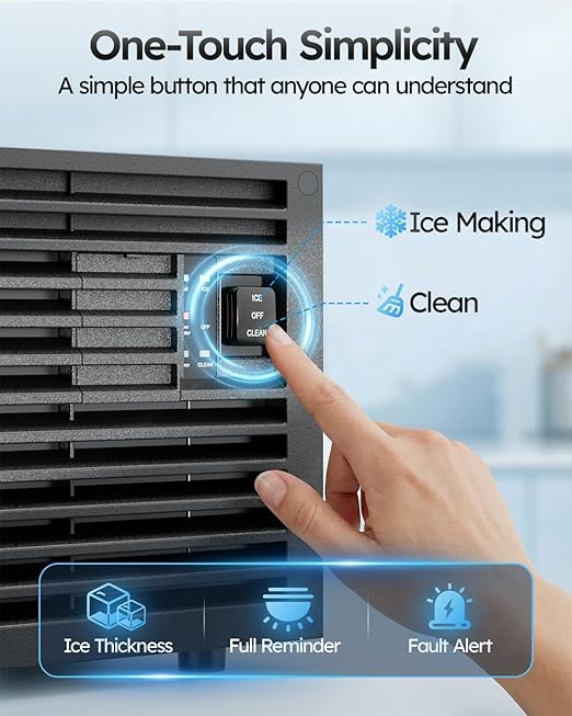 Commercial Ice Maker, 100lbs/24H with 33lbs Ice Storage Under Counter ice Machine, Stainless Steel Freestanding Ice Maker Self-Cleaning for Bar/Cafe/Restaurant