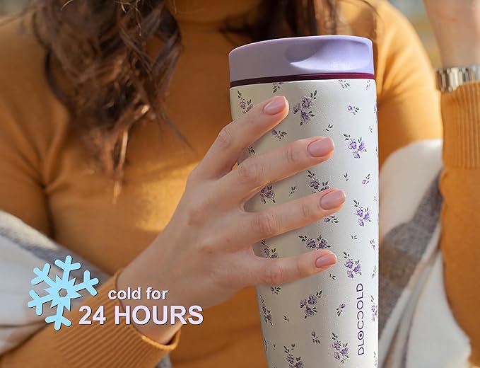 DLOCCOLD Insulated Stainless Steel Coffee Tumbler with Spill Resistant Lid, Reusable Iced Coffee Cup, Cup Holder Friendly Travel Coffee Mug, 12oz