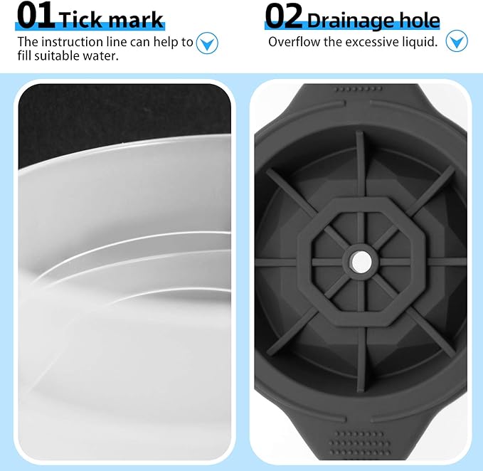 Meetall 2 Pack Diamond Shape Ice Cube Mold for Whiskeys,Cocktails and Soft Drinks.Slow Melting,Long-lasting Chilled.2.5x1.8 inch.2 Colors Grey and Black.