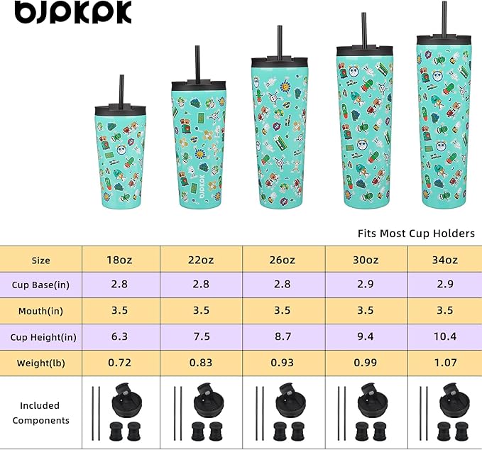 BJPKPK 26oz Stainless Steel Insulated Tumbler With lid And Straw Travel Coffee Thermal Tumblers Cup For Women And Men,Spring Party Green