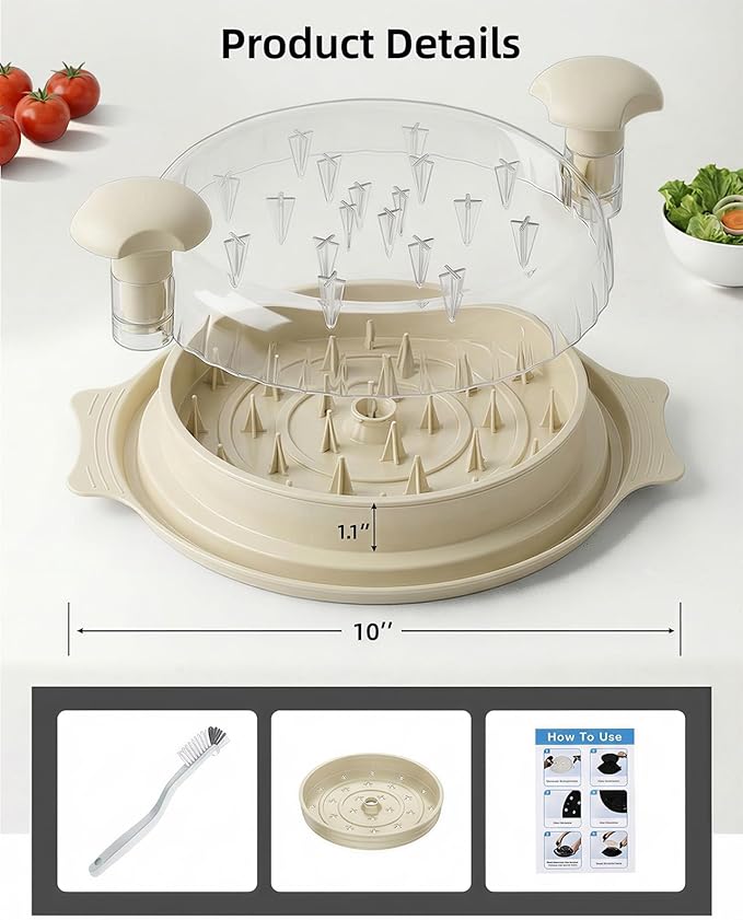 10" Chicken Shredder with Tray, Large Meat Shredder Tool Twist with Brush,BPA Free Meat Grinder, Visible Chicken Shredder Machine, Strong Anti-Slip Strip, Suitable for Pork, Beef, Chicken (White)