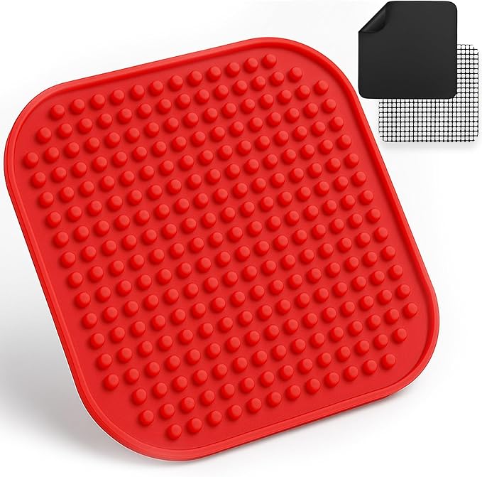 Air Fryer Liners Set of 3 with Silicone Mat, Heat Resistant Mats for Air Fryer Compatible with Dreo, Dash, Philips, Emeril Lagasse + more, Air Fryer Liners Replacement Reusable Mats