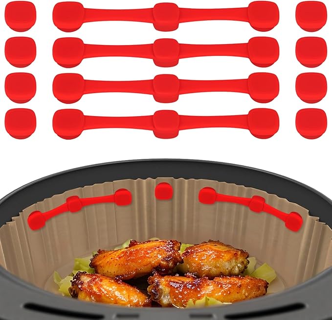 Air Fryer Magnets for Parchment Paper, Upgraded Powerful Magnetic Silicone Buckle for Holding Down Parchment Paper Liners, Lock Disposable Liners Safely and Prevent Paper to Burn