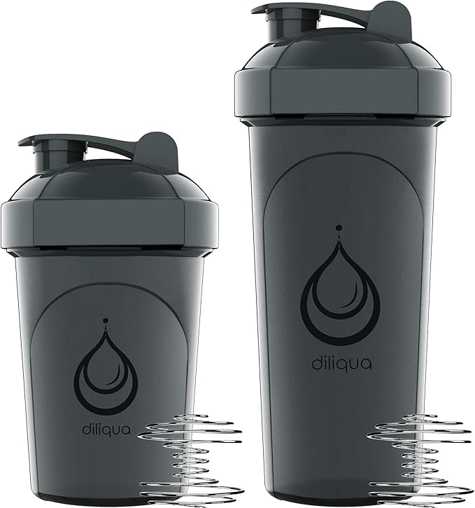 diliqua 10 PACK- Shaker Bottles with Wire Whisks for Protein Mixes | Leakproof Blender Shaker Bottle Pack | BPA-Free & Dishwasher Safe | 5 Large 28 oz & 5 Small 20 oz Shaker Bottle | Cups for Shakes