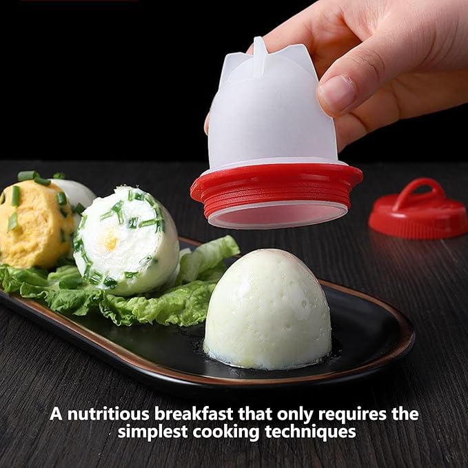Hard Boiled Egg Maker, 6-Piece Shell-Free Egg Cooker Set, Non-Stick Easy-Clean Multifunctional Egg Boiler Kit, white