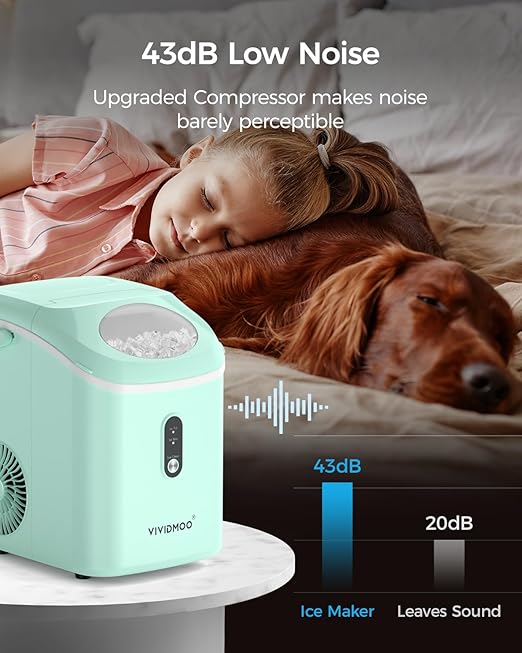 Ice Makers Countertop Nugget Ice Cubes, Portable Ice Maker, Self Cleaning Pebble Ice Machine, 33lbs/24h, Lower Noise, Small Sonic Ice Maker for Home, Kitchen, Office, Counter Top Pellet Ice Generator