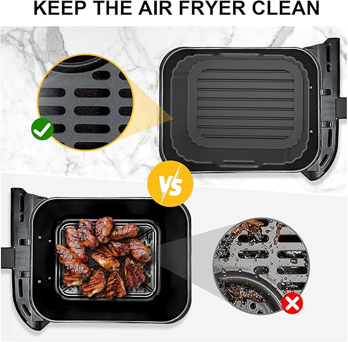 10QT Large Thickened Silicone Air Fryer Liners 2 Pack for Ninja Foodi Dual Zone DZ550 DZ401 DZ550GY DZ302, Reusable 2-Basket Trays, 6-in-1 DualZone Airfyer Accessories