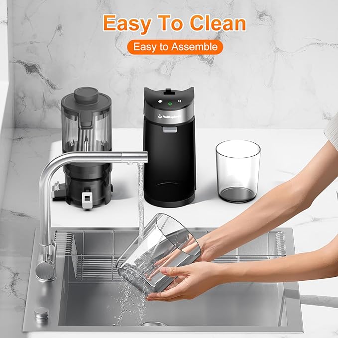 CFR637 Juicer Machines,400W Cold Press Juicer,4.9"Wide Feed Chute Slow Masticating Juicer for Whole Vegetables & Fruits,High Juice Yield,Easy to Clean,Advanced Touch Sensing Switch(Silver)