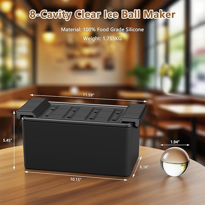 Clear Ice Ball Maker,8 Cavity Ice Sphere Mold for Whiskey,1.94" Whiskey Ice Ball Mold,Idea Gifts for Dad Boyfriend Boss Men who Have Everything