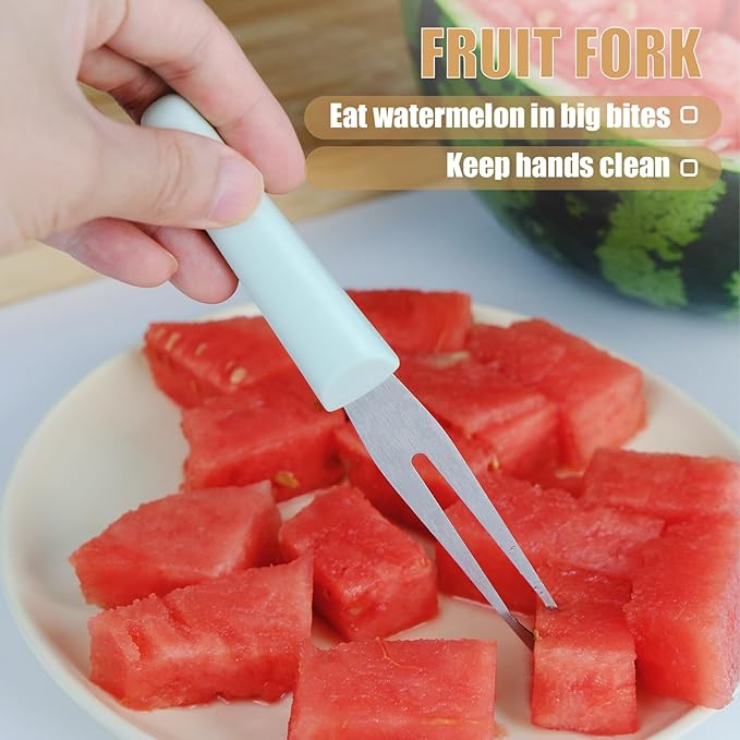 3-in-1 Watermelon Cutter Slicer Tool, Stainless Steel Watermelon Cutter, Popsicle Mold Watermelon Slicer, Watermelon Fork Slicer Cutter, Portability Fruit Fork for Camping Kitchen Gadgets (Green)