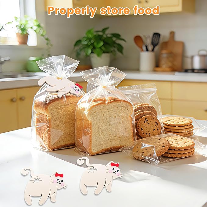 2 PCS Cat Bread Clip, Funny 3D Printed Bag Holder, Novelty Kitchen Gadget for Cat Lovers, Cat Shaped Bread Bag Clip, 4.7 * 5.4in Cat Bag Clips for Cat Lovers