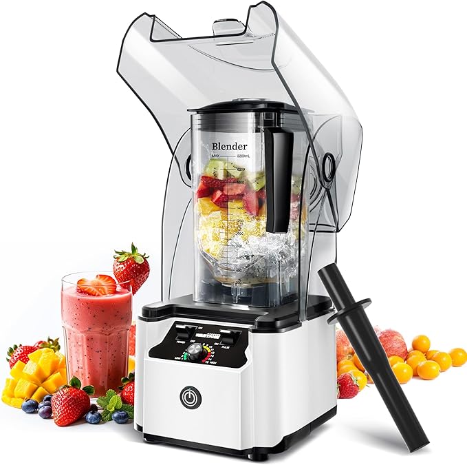 WantJoin Quiet Blender - Kitchen Blender with Soundproof, 2.5 HP Copper Motor, 80oz Jar, Multifunctional Silent Blenders for Smoothies, Juice, Soups, Sauce, w/ 15 Speeds, Stainless Steel 6-blade Combo