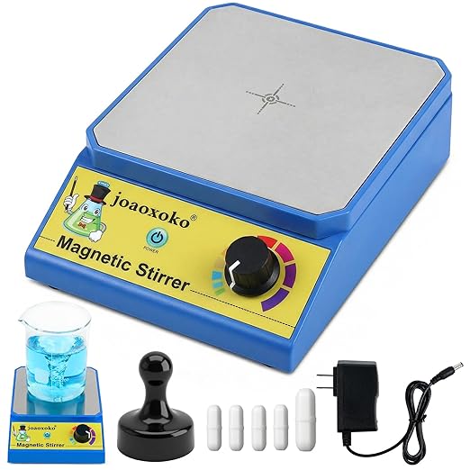 Magnetic Stirrer with 4 Stir Bars, Stir Plate with Stir Bar Retriever,3000ml Max Capacity No Heating 100-3000RPM, Portable Mixer for Yeast Starter/Chemistry/School (6)