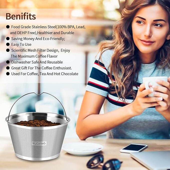 Perfect Fit Mr Coffee Reusable Basket Coffee Filters - 4-5 Cup, Replace Mr Coffee Gold Tone Filters