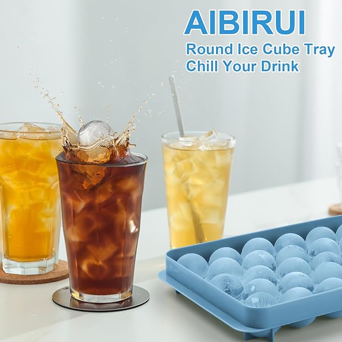 Round Ice Cube Trays for Freezer,1"x33 PCS Round Ice Cube Mold,Small Circle Ice Cube Tray with Lid,Ice Ball Maker Mold Making Sphere Ice Cube Chilling Drinks,Coffee(Round Ice Cube Trays)