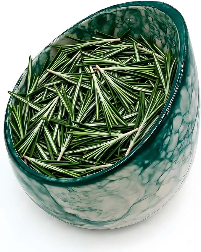 Pottery Herb Stripper Bowl Handmade Green Glazed Ceramic Kitchen Gadget with Four Sizes Holes for Rosemary Parsley Basil Kale Detach Leaves from Stem
