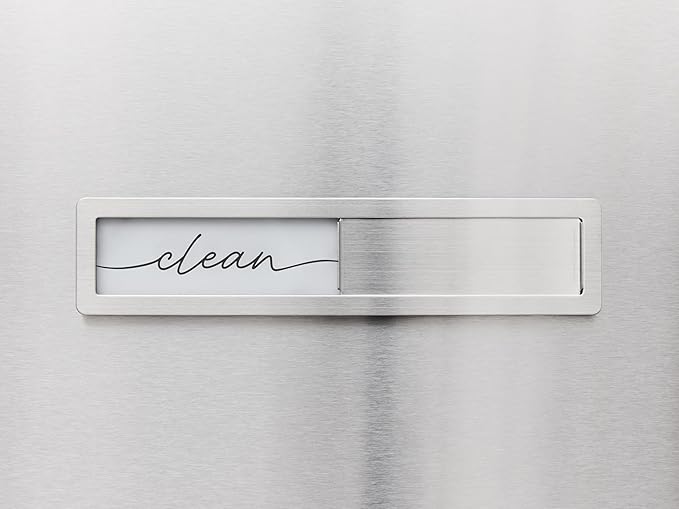 Stainless Steel Clean Dirty Magnet for Dishwasher, Black & White Script Dishwasher Magnet Clean Dirty Sign, Premium Clean/Dirty Dish Washer Magnets with Protective Backing, Rustic Kitchen Dish Sign