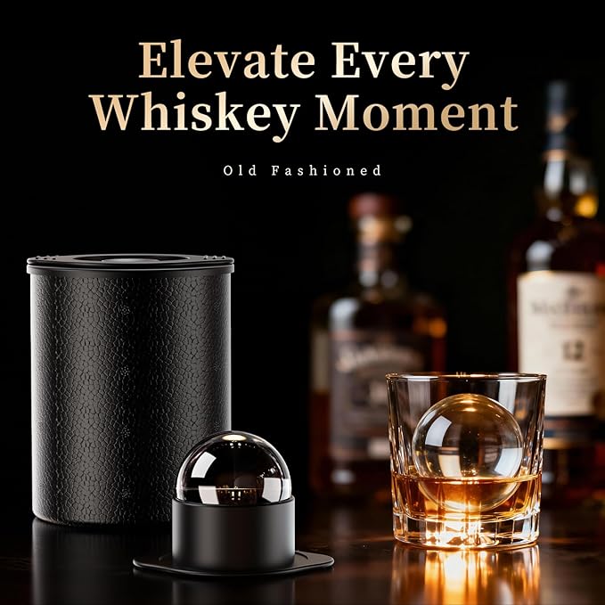 Clear Ice Ball Maker for Whiskey: 2.5" Crystal Clear Ice Maker - Large Silicone Ice Sphere Maker for Bourbon & Cocktails - Easy Release Ice Cube Maker for Home Bar(2PACK)