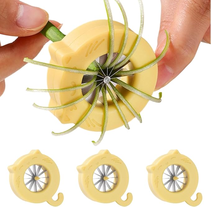Professional Green Onion Shredder & Slicer - 12 Blade Stainless Steel Scallion Cutter with Safety Design, Perfect for Blooming Onion, Chili & Celery (3)