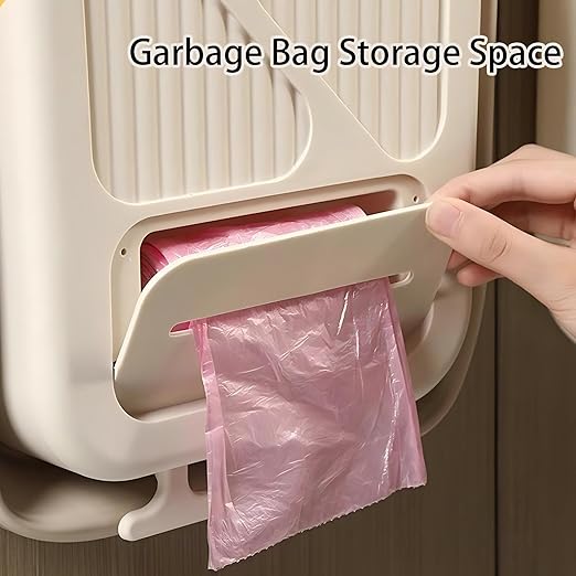 Hanging Trash Can for Kitchen Cabinet Door with 120 Garbage Bags, 1.6 Gallon Collapsible Trash Bin for Under Sink, Bathroom, Car, RV, Office (SmallGrey)