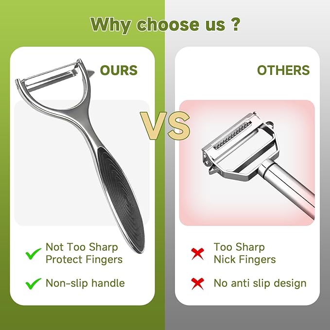 Garlic Press Rocker Set Stainless Steel And All-in-One Kitchen Vegetable Peeler, Premium peelers For Kitchen - Ideal For Potato, Apple, Carrot, Fruit And More