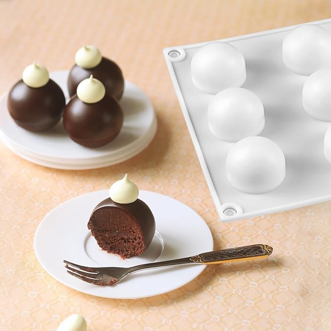 Sphere Chocolate Molds, 15 Cavity 3D Ball Molds Silicone, Small Semi Sphere Candy Mold Silicone for Chocolate Truffles, Ice Cubes, Jelly, Jello, Cake Decorations, Fat Bombs