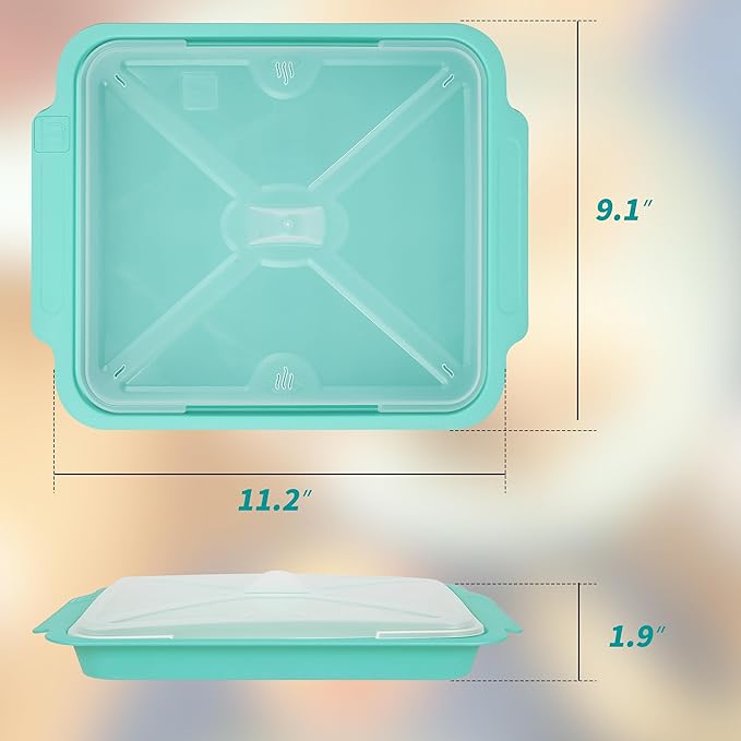 MMUGOOLER 2 Pack Microwave Easy Bacon Maker/Cooker with Lid, Safety, Quick and with No Mess, 11.3“ L x 9.0" W x 2.4" H- Blue