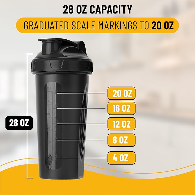 Mr. Pen- Shaker Bottles for Protein Mixes, 28 oz, Shaker Bottle with Wire Whisk Ball, Protein Shaker Bottle, Shaker Cup, Protein Shaker, Protein Shake Bottle, Bottle Shaker, Shake Bottle