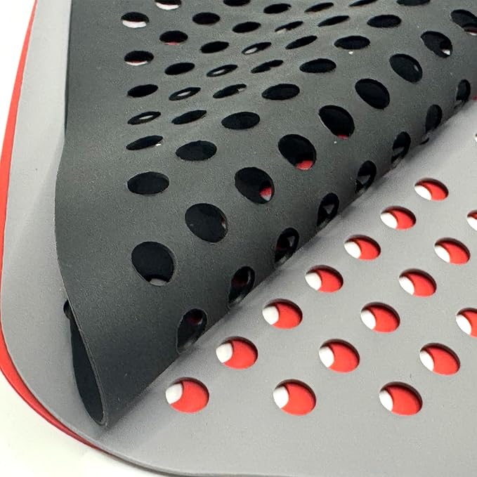 3 Pack 8.5" Reusable Square Silicone Air Fryer Liners Non-Stick, Easy-Clean Accessories Sheet Perfect for Quick Meals (Red&grey&black)