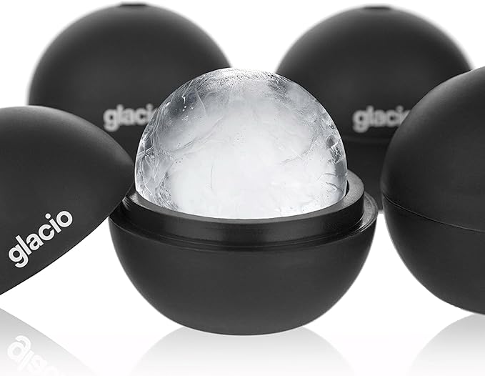 Round Ice Cube Molds – Large Whiskey Ice Ball Maker | BPA-Free Silicone Sphere Mold for Bourbon Cocktails Scotch & Home Bar | Slow-Melting Ice Balls
