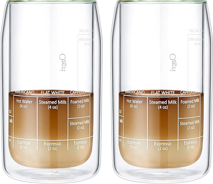 Ozeri Moderna Artisan Series Double Wall Barista Coffee Glass, 15 oz, Clear