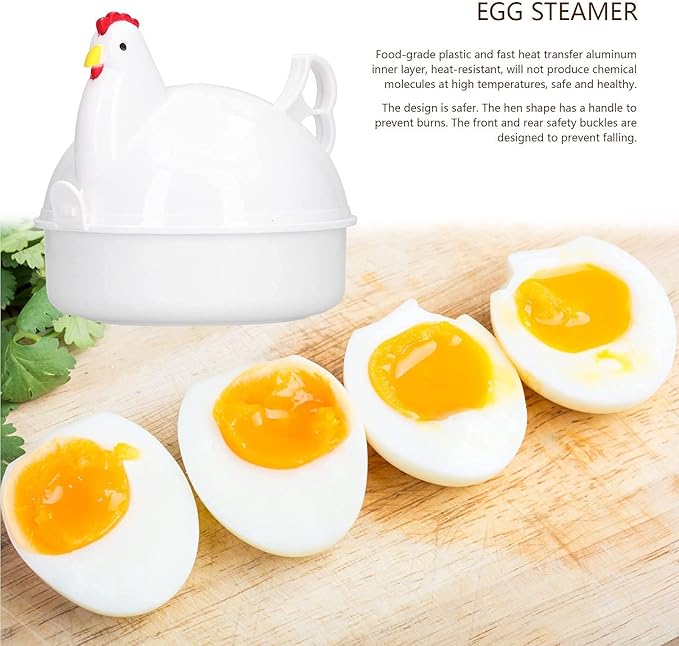 Microwave Egg Cooker 4 Eggs, Microwave Egg Boiler Cooker Portable Microwave Egg Boiler Machine Chicken Shaped Steamer Poacher for Poached Eggs, Rapid Breakfast Tool, 4.8x3.7in