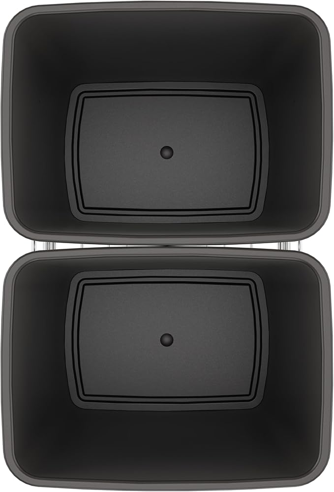 Rev-A-Shelf RV-18KD-13C-S Double Pullout Trash Can for Kitchen Cabinets 35 Quart Garbage Recycling Bin on Full Extension Slides, Gray