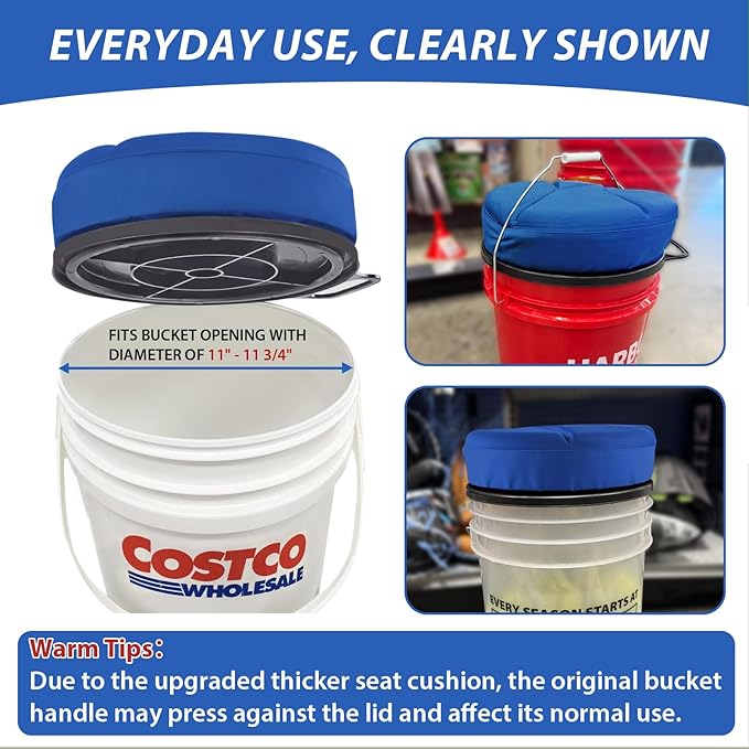 5 Gallon Bucket Seat with 3" Thick Seat Foam Cushion, 360°Swivel Bucket Lid Seat, Waterproof & Silent Bucket Seats for Dove Duck Hunting, Ice Fishing, Baseball, Camping