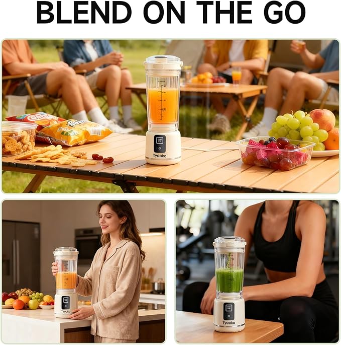 Portable Blender for Smoothies and Shakes, 18oz Rechargeable Electric Personal Juicer Cup with Dual Mode, 6 Sharp Blade Drink Mixer Bottle with Leakproof-Lid & Sip Spout for Kitchen/Travel/Gym (White)
